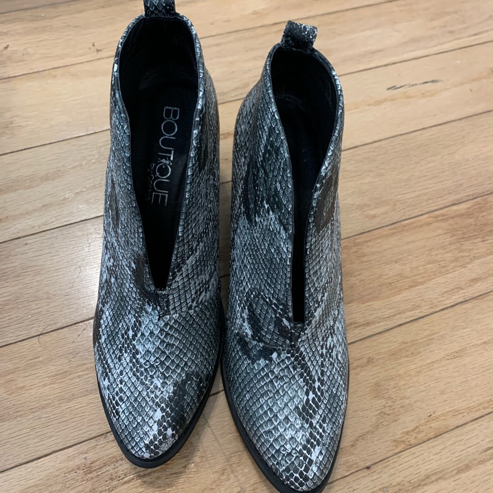 snakeskin booties